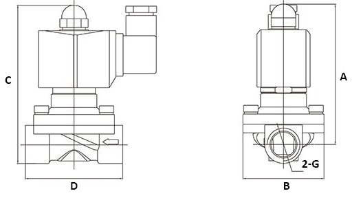 Клапаны электромагнитные DN.ru VS131-NT-NO-24VDC-DA Ду6-50 Ру10, соленоидные двухходовые, корпус сталь 304, прямого действия, нормально открытые (НО), уплотнение NBR, катушка 24В