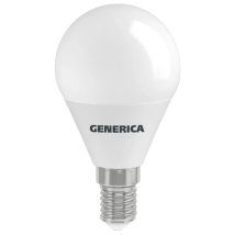 Лампа светодиодная GENERICA LL-G45 8 Вт, 230 В, цоколь - E14, световой поток - 800 Лм, цветовая температура - 3000 К, цвет свечения - теплый , форма - шарообразная